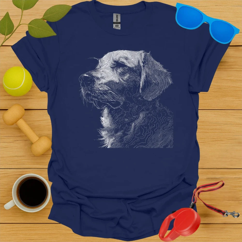 Golden Retriever Topographic Contour Portrait Tee