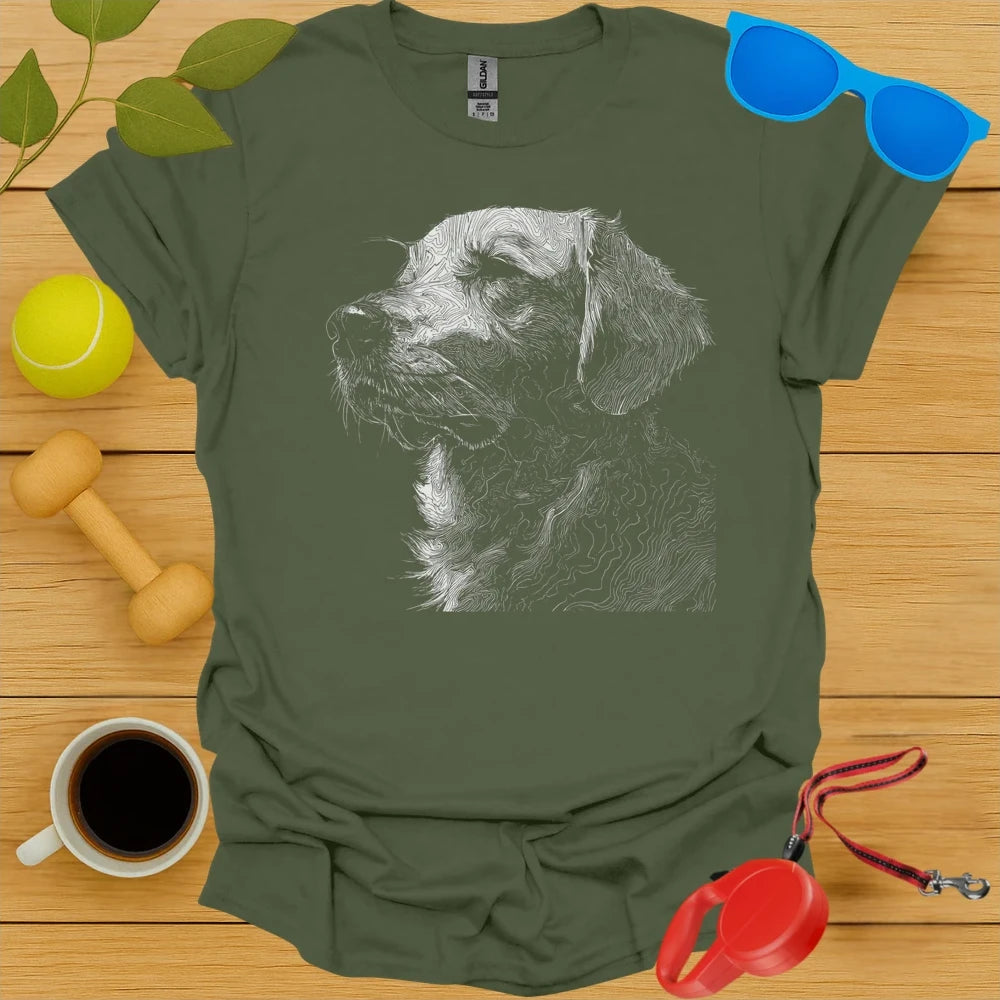 Golden Retriever Topographic Contour Portrait Tee