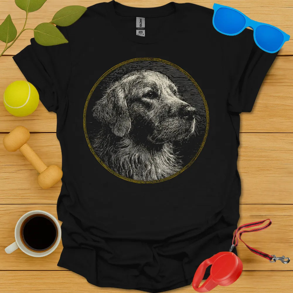 Golden Retriever Woodcut Portrait