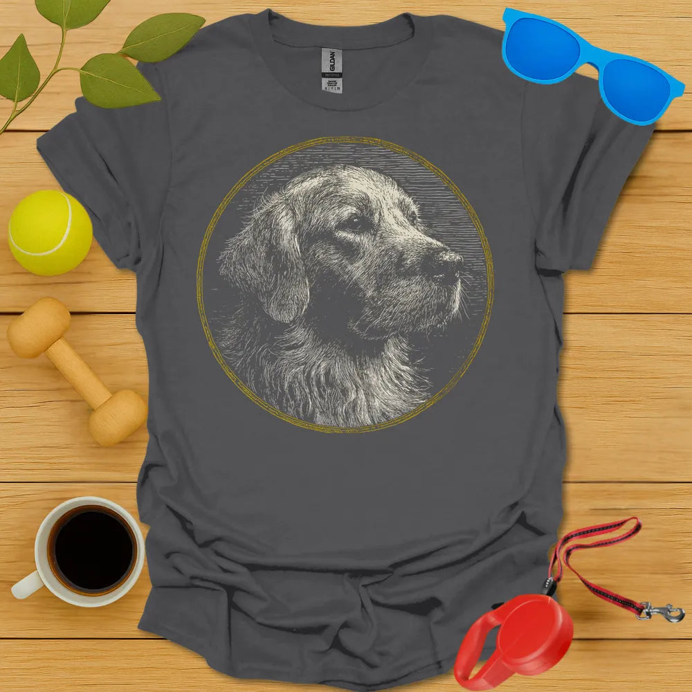 Golden Retriever Woodcut Portrait