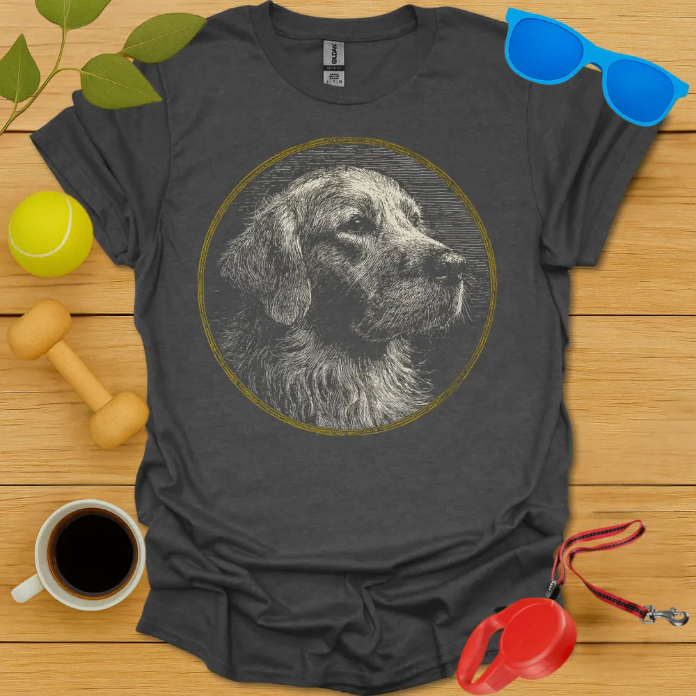 Golden Retriever Woodcut Portrait