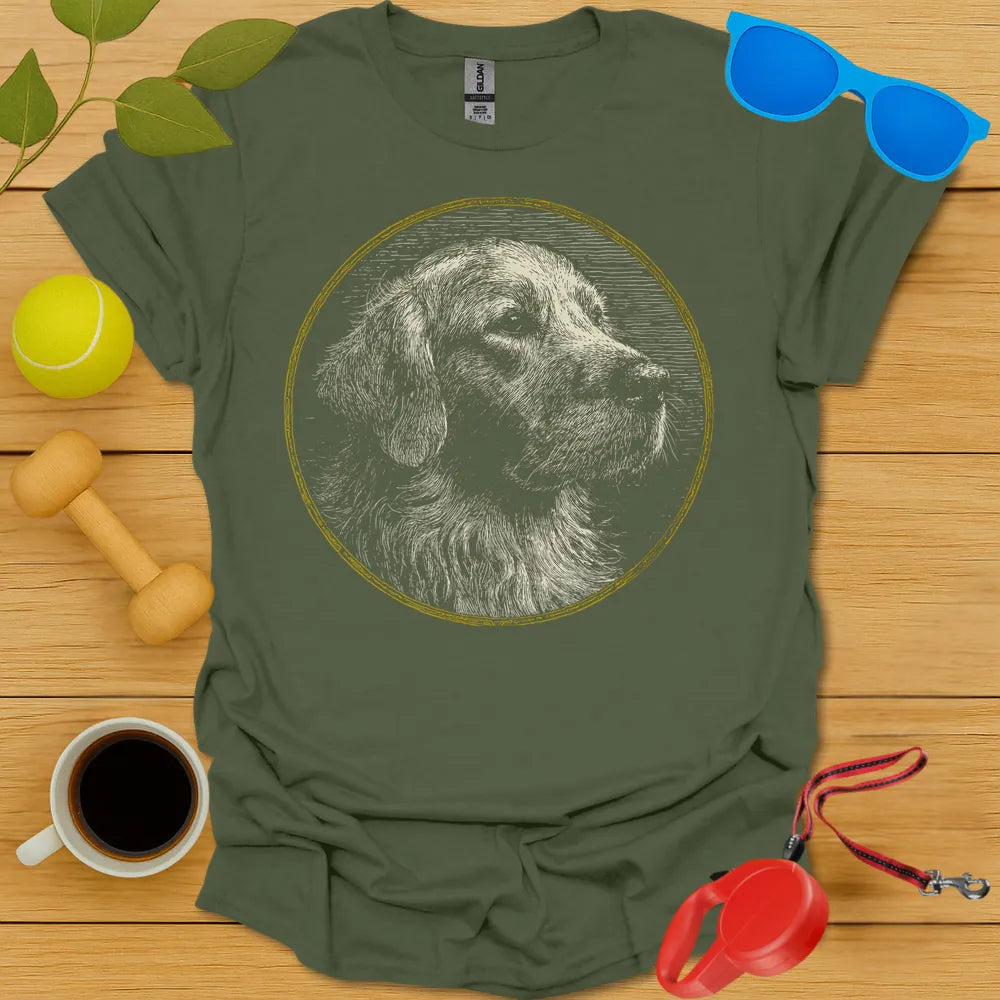 Golden Retriever Woodcut Portrait