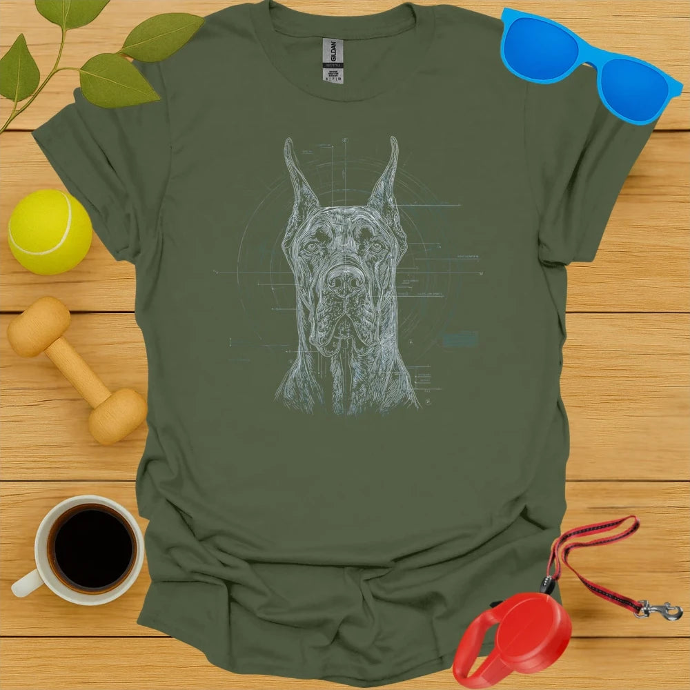 Great Dane Technical Blueprint Portrait Tee