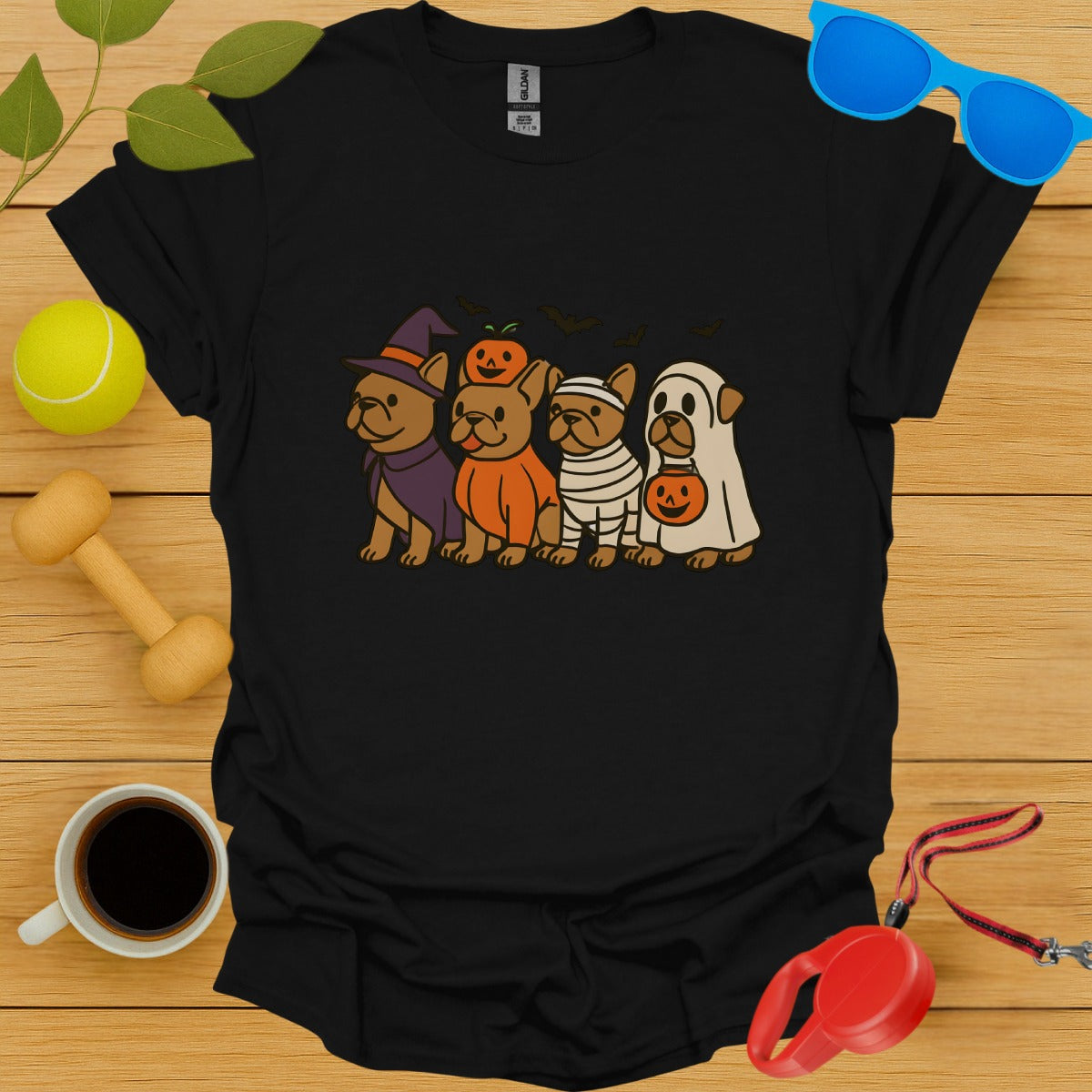 Cute Dogs and Halloween Pumpkins Graphic TShirt product