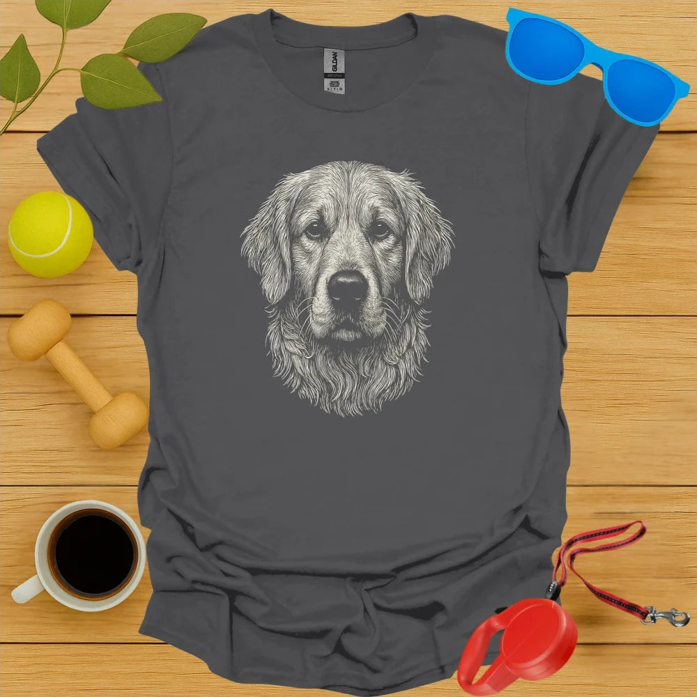 Intricate Golden Retriever Portrait Tee