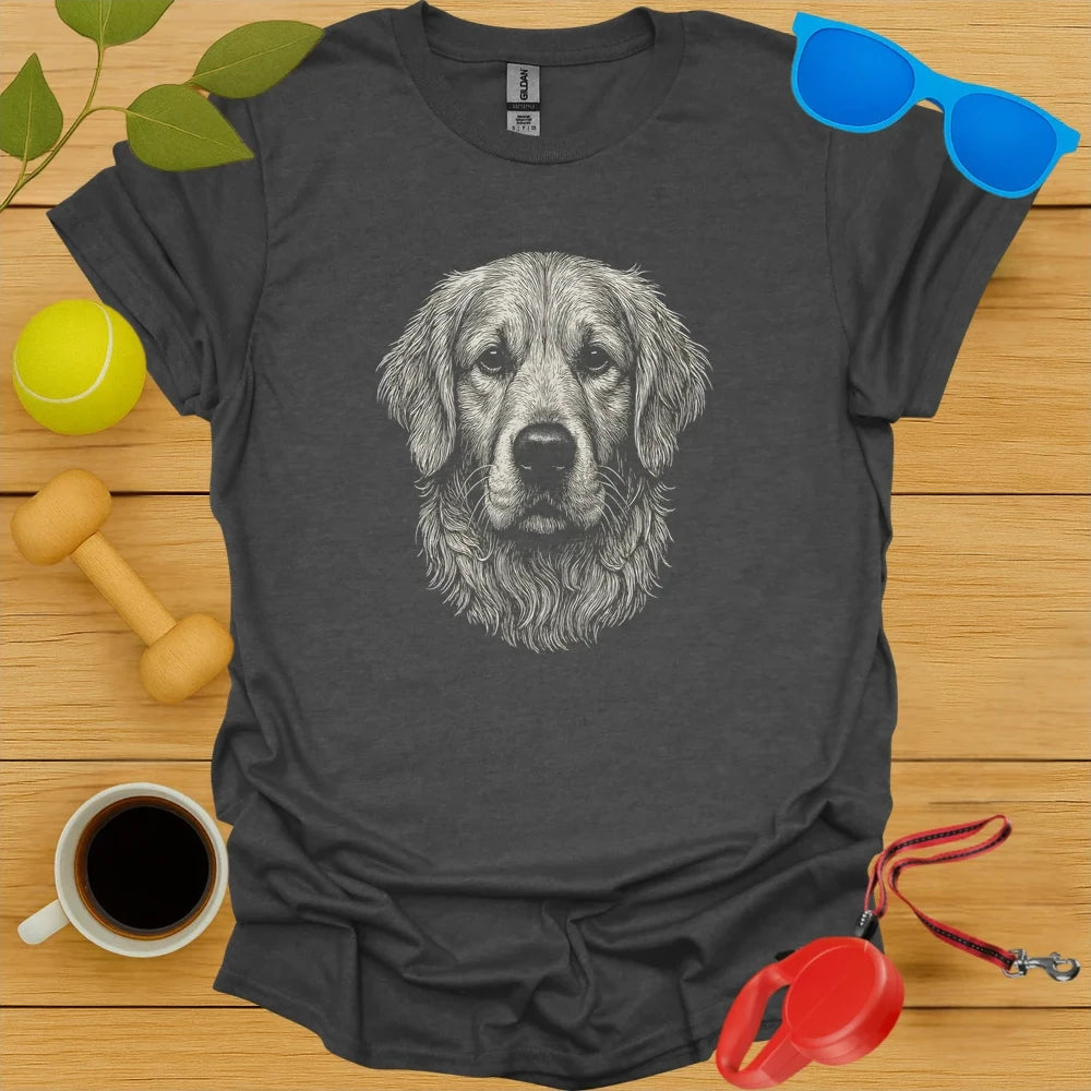 Intricate Golden Retriever Portrait Tee