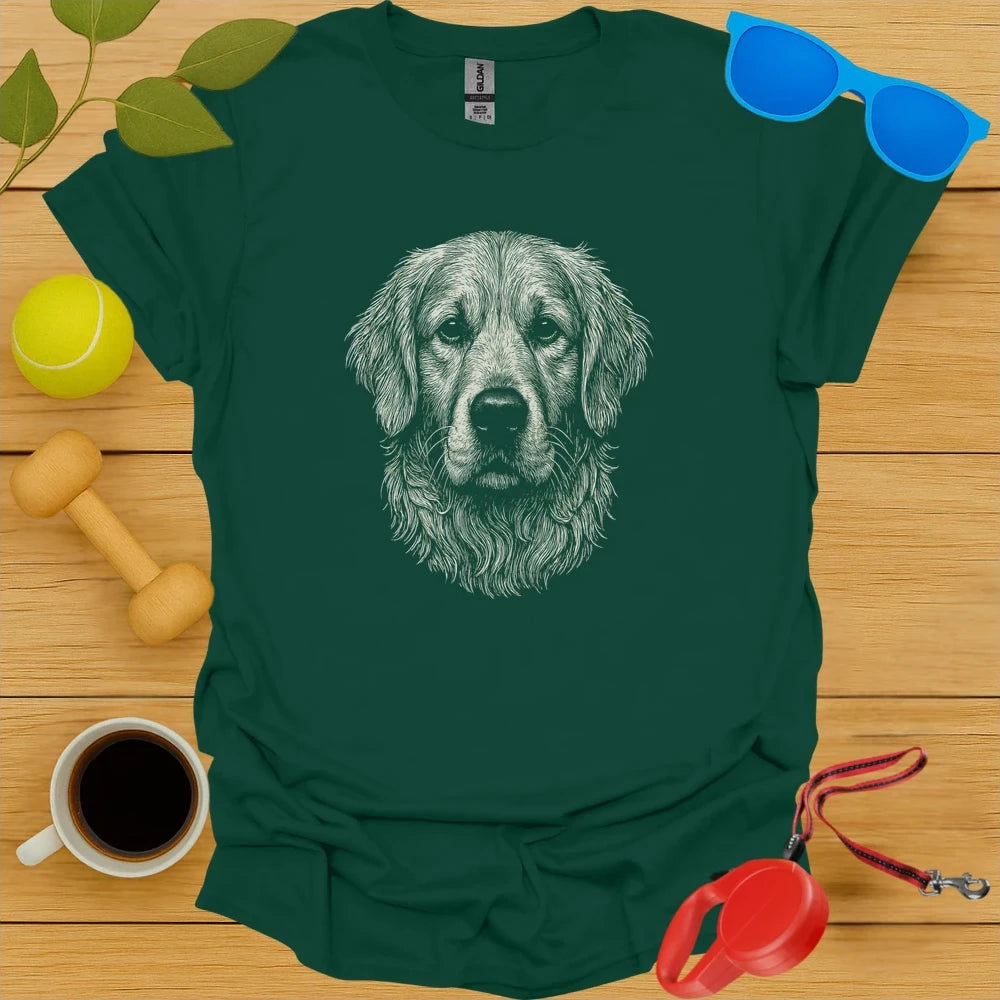 Intricate Golden Retriever Portrait Tee