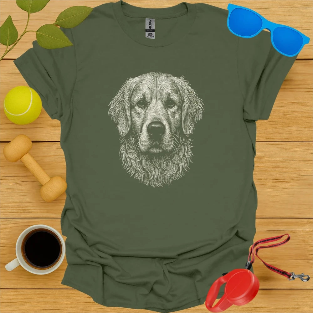 Intricate Golden Retriever Portrait Tee