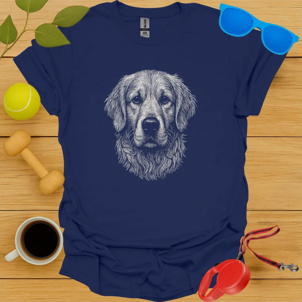 Intricate Golden Retriever Portrait Tee
