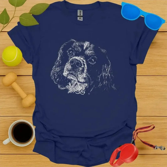 King Charles Spaniel Monochrome Portrait Tee
