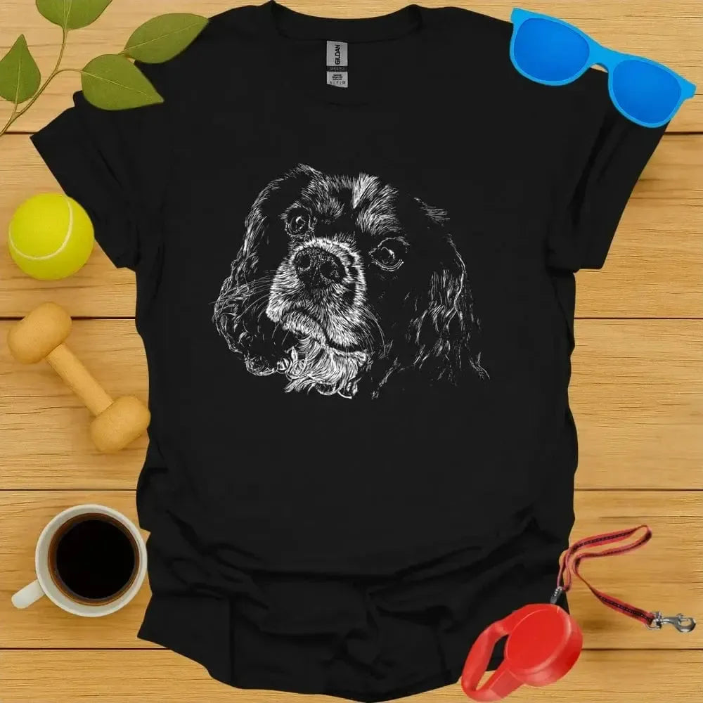 King Charles Spaniel Monochrome Portrait Tee