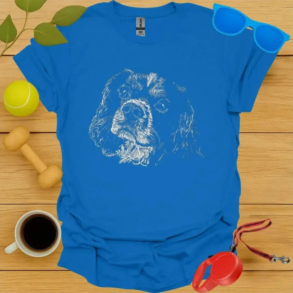 King Charles Spaniel Monochrome Portrait Tee