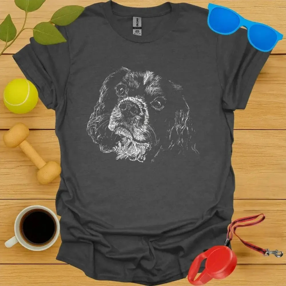 King Charles Spaniel Monochrome Portrait Tee