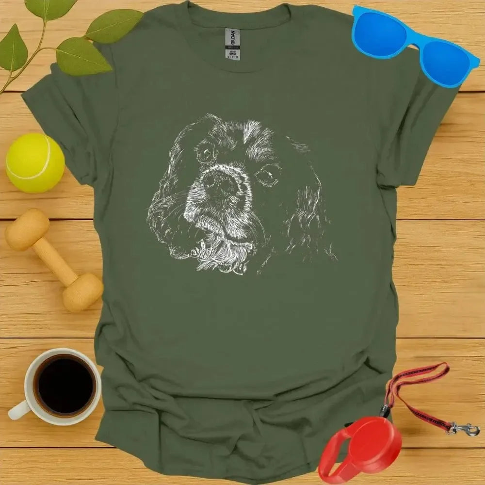 King Charles Spaniel Monochrome Portrait Tee