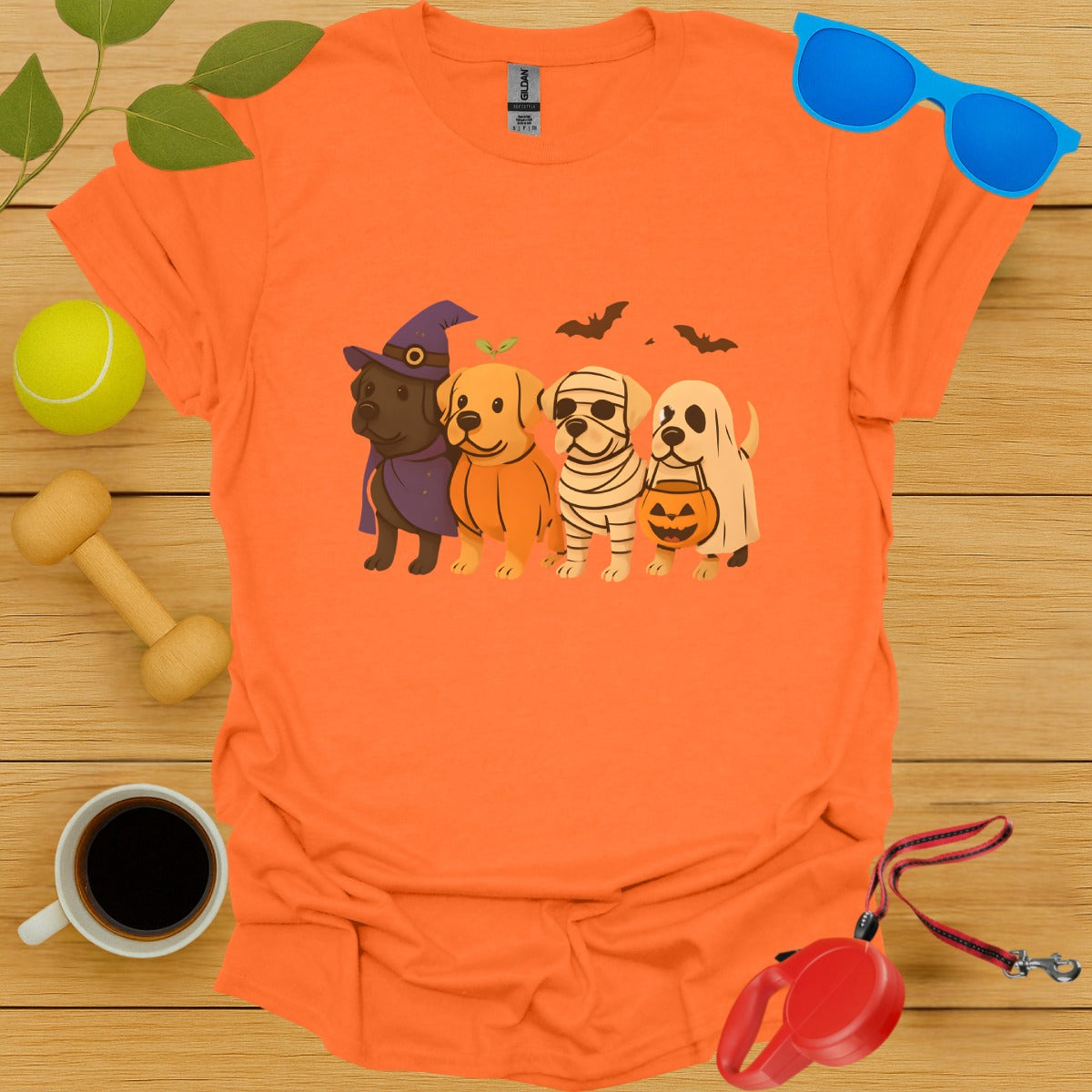 Adorable Halloween Dogs Print Orange T-shirt product