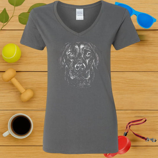 Labrador Retriever Monochrome Ladies V-Neck