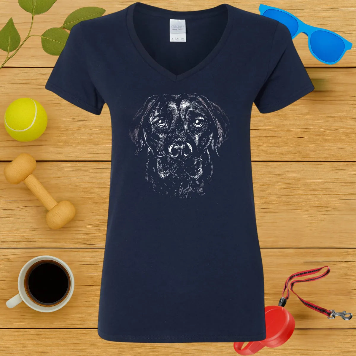 Labrador Retriever Monochrome Ladies V-Neck
