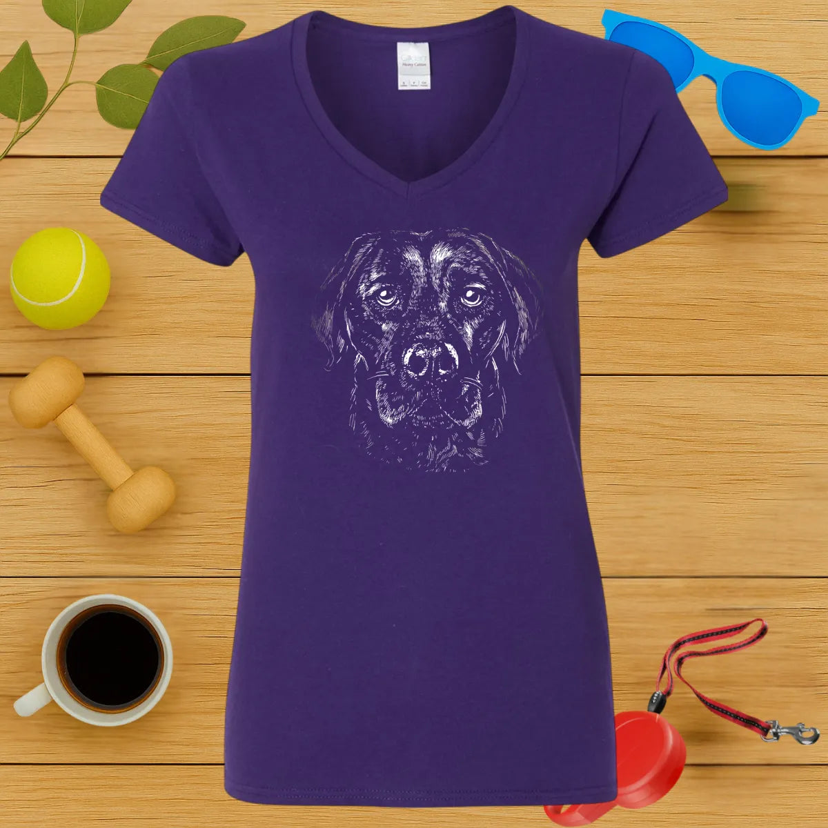 Labrador Retriever Monochrome Ladies V-Neck