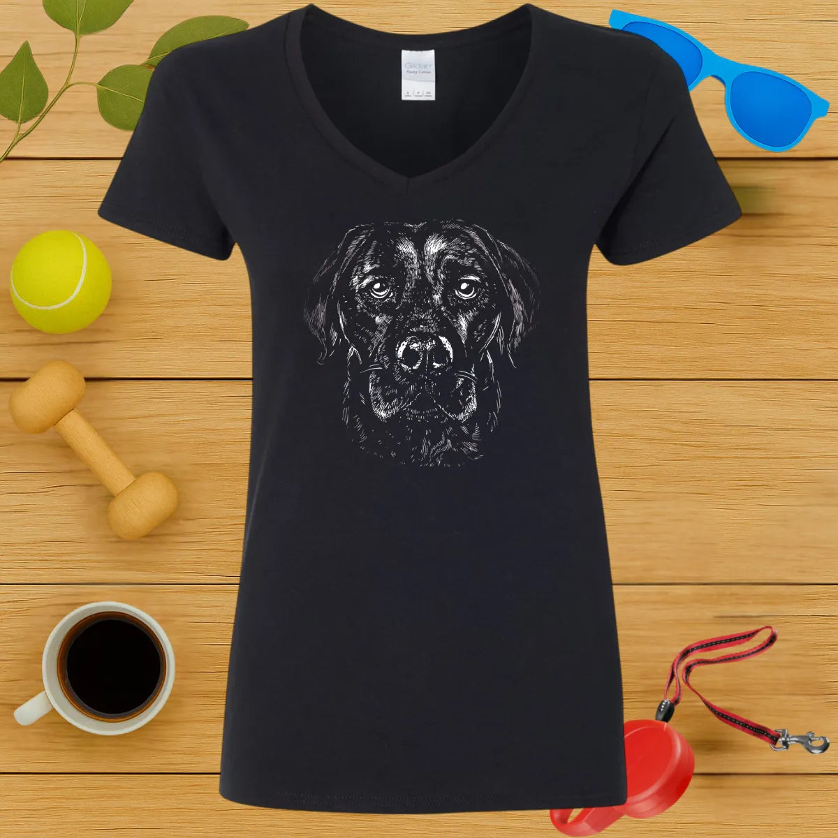 Labrador Retriever Monochrome Ladies V-Neck