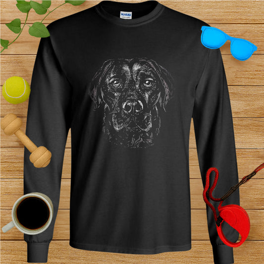 Labrador Retriever Monochrome Long Sleeve Tee-Critter Lane