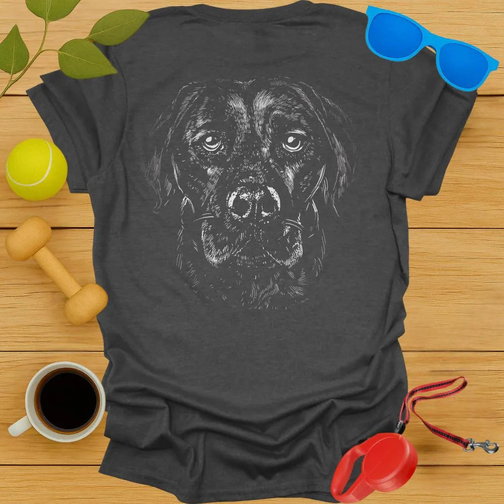 Labrador Retriever Monochrome T Shirt (Back Print Only)