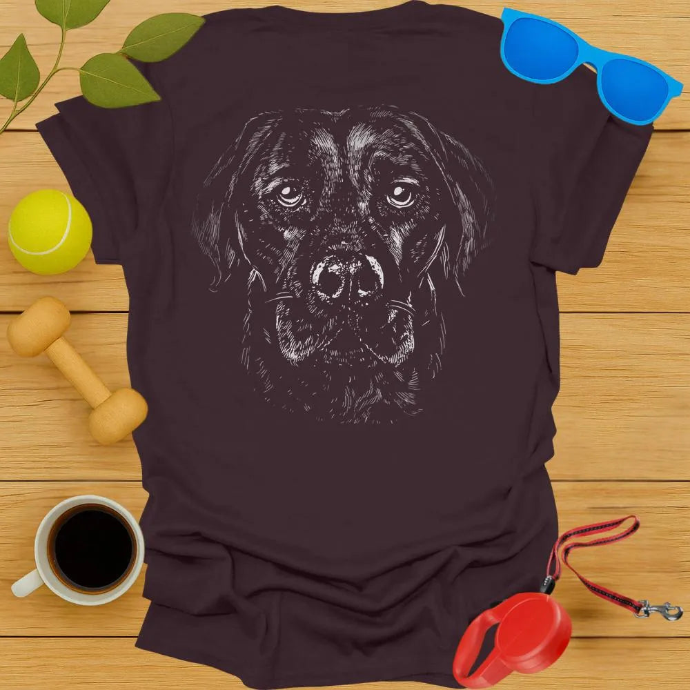 Labrador Retriever Monochrome T Shirt (Back Print Only)