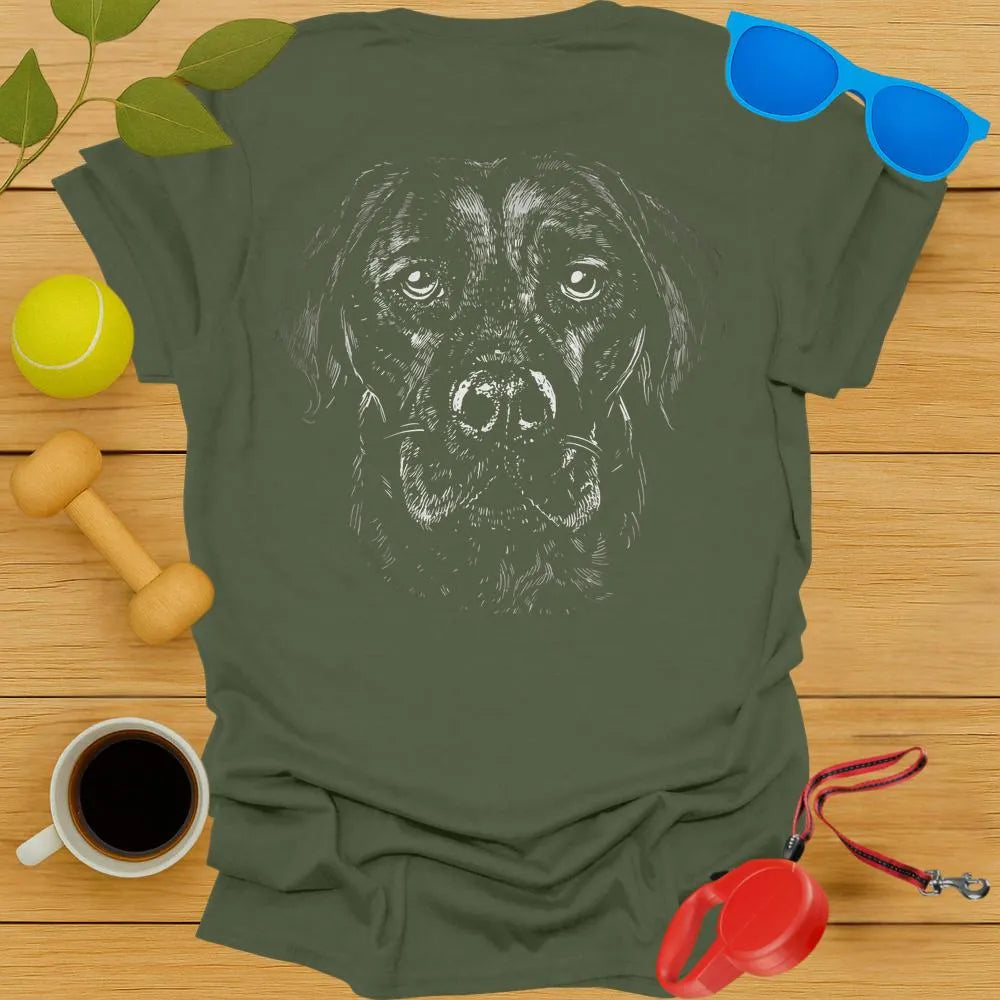 Labrador Retriever Monochrome T Shirt (Back Print Only)