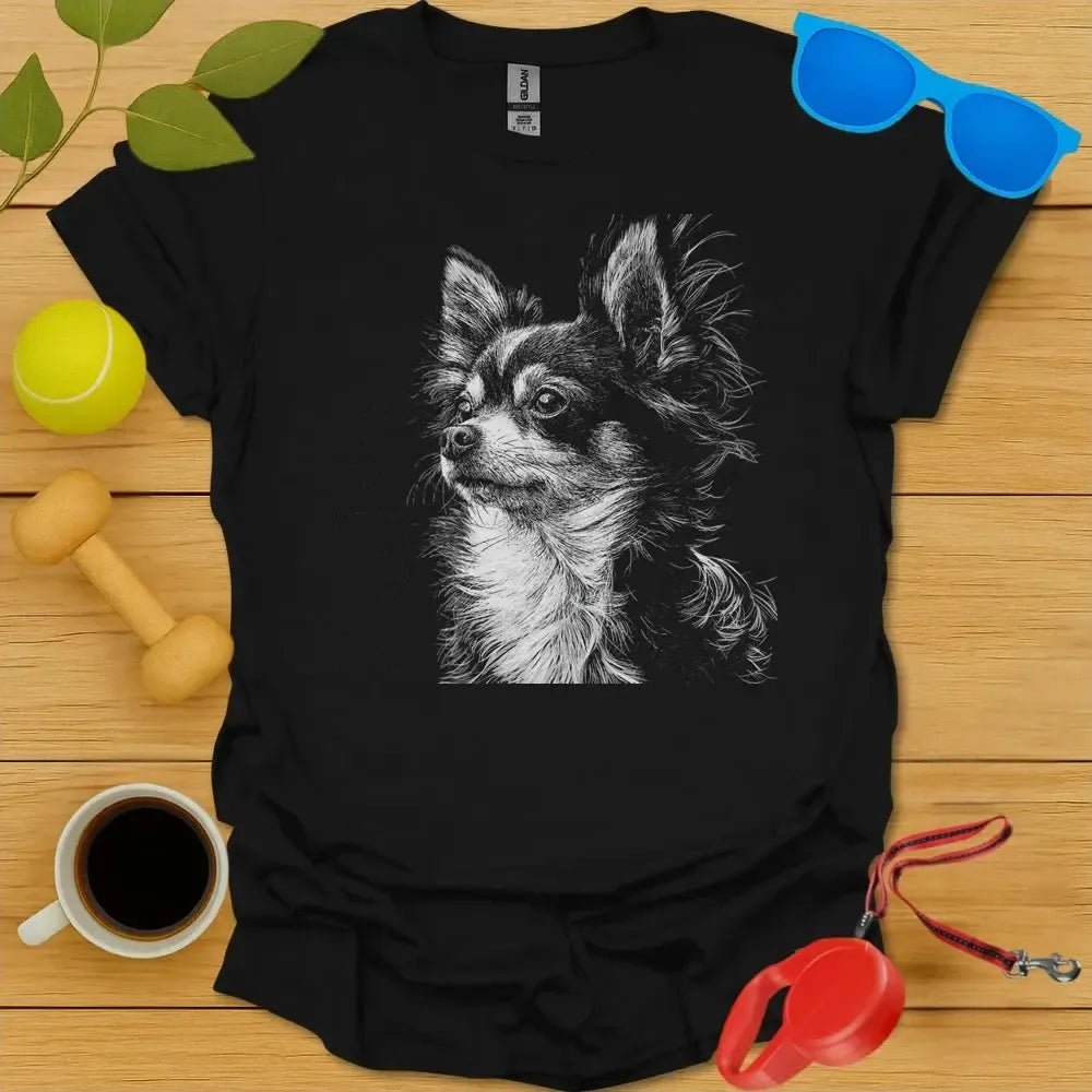 Long Haired Chihuahua Portrait Tee