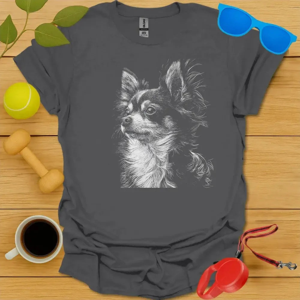 Long Haired Chihuahua Portrait Tee