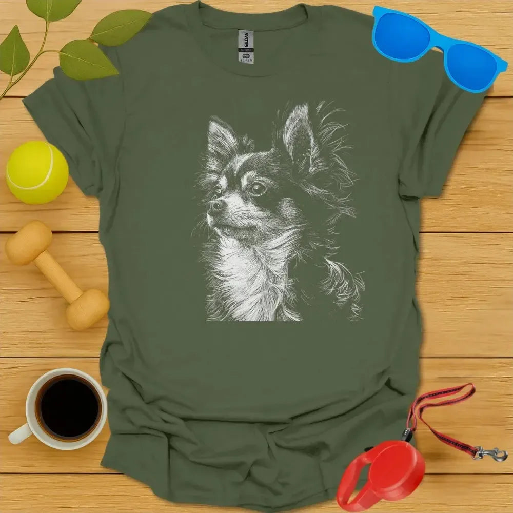 Long Haired Chihuahua Portrait Tee