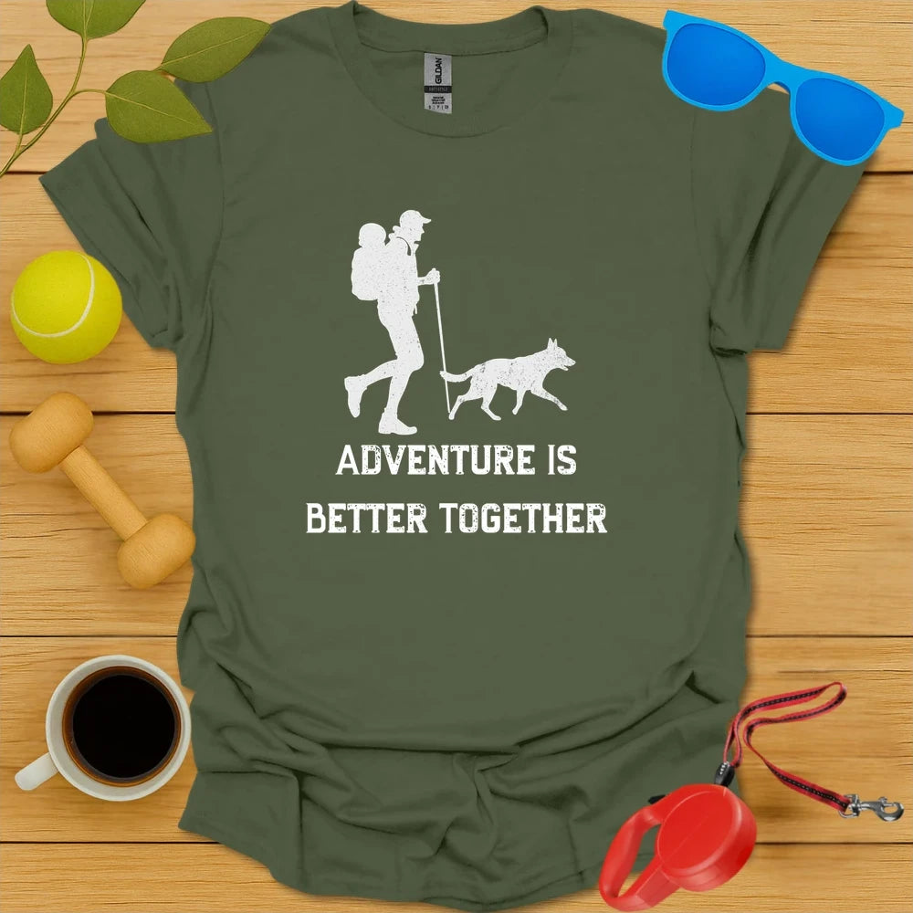 Adventure Is Better Together | Family Hiking Dog Shirt - Military Green