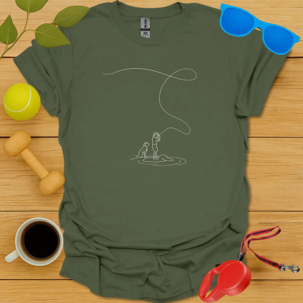 Minimalist Angler and Dog Tee