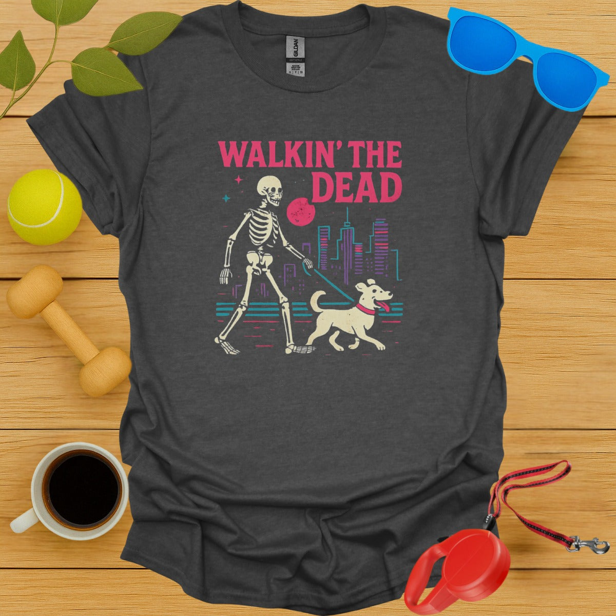 Walkin' The Dead Skeleton With Dog T-Shirt product
