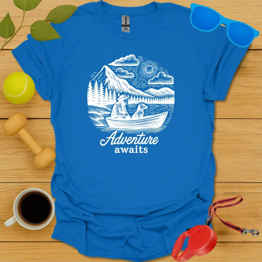 Outdoor Explorer Shirt | Adventure Awaits Dog Design - Royal