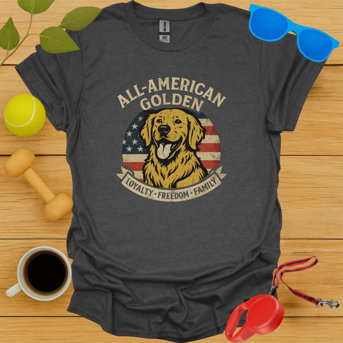 All-American Golden Retriever Design T-Shirt Product Type