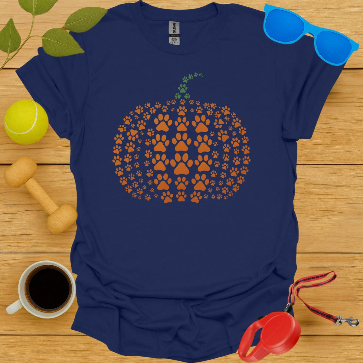 Pumpkin Paw Print Design Blue T-shirt product type