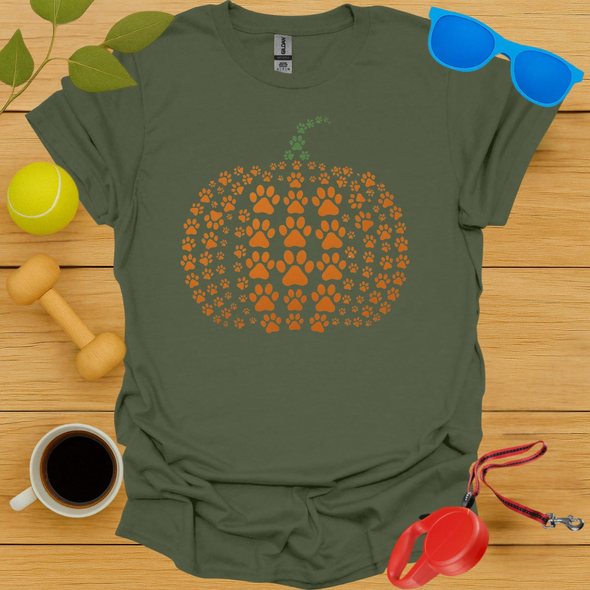 Paw Print Pumpkin Graphic T-Shirt for Casual Wear Product