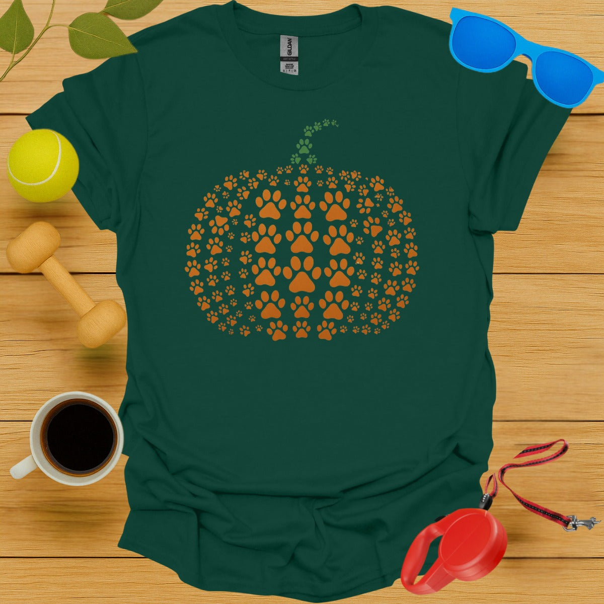 Paw Print Pumpkin on Green Unisex Shirt Halloween product