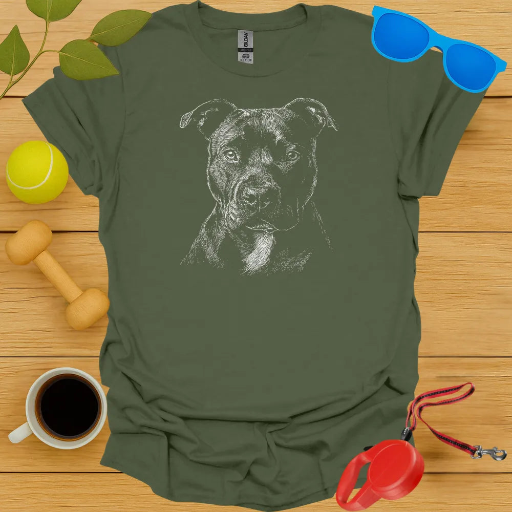 Pitbull Monochrome Portrait Tee