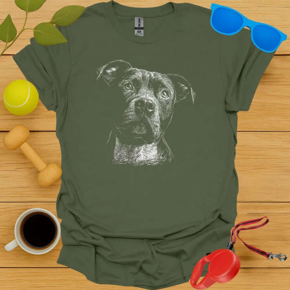 Pitbull Monochrome Portrait Tee
