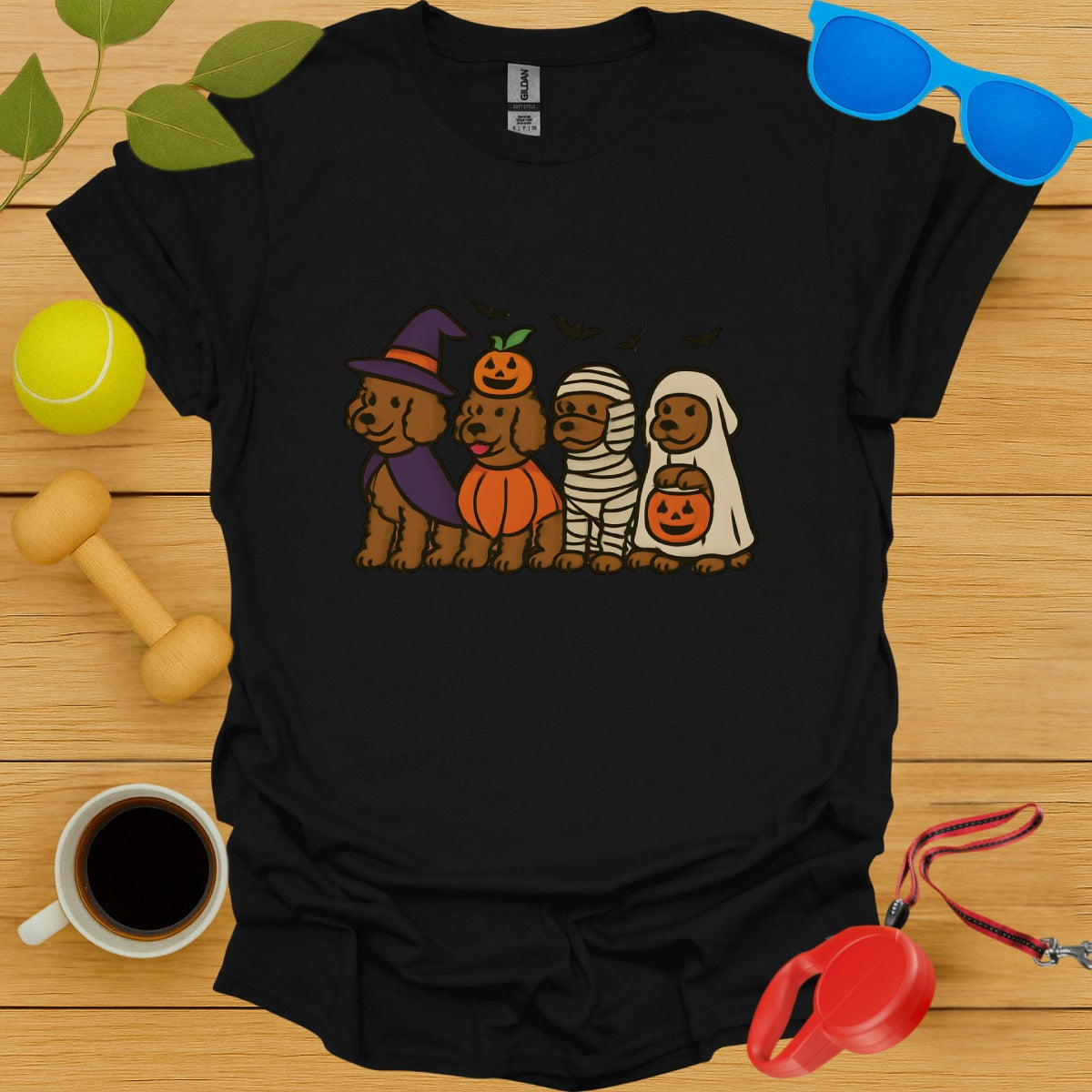 Halloween Costumed Dogs Design Black T-shirt product