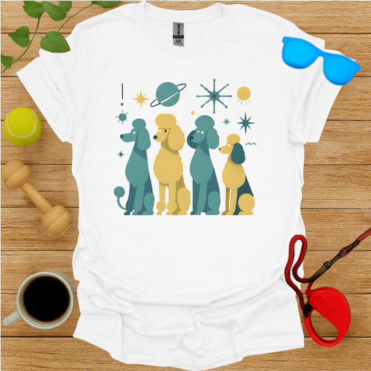 Adorable Planet Themed Poodle Design T-shirt