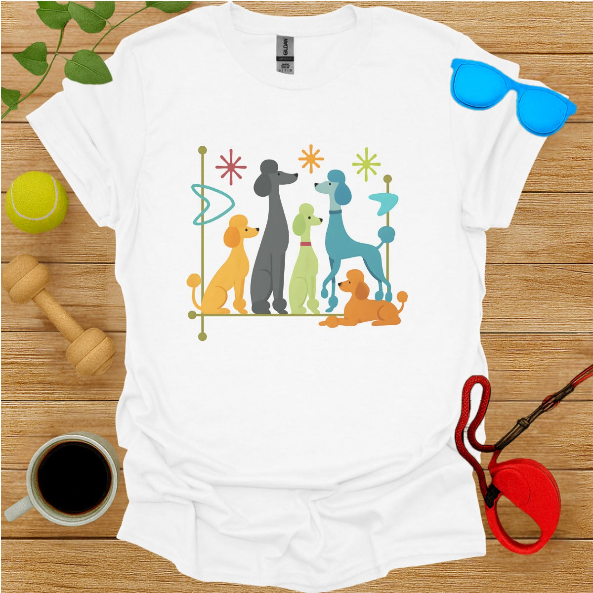 Colorful Poodle Silhouettes Graphic Tee Product