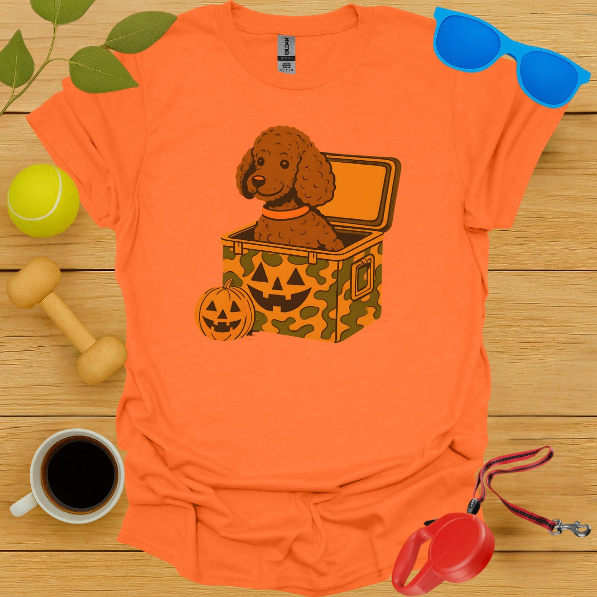 Dog in Pumpkin Box Graphic Tee for Halloween product type