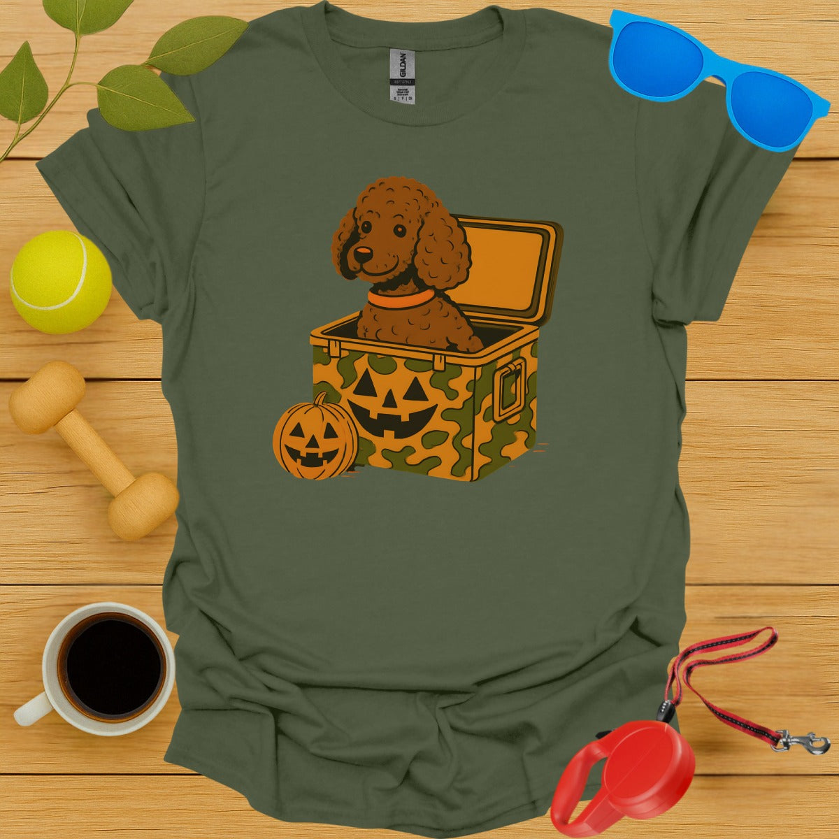 Halloween Puppy in Pumpkin Box Graphic T-Shirt product type