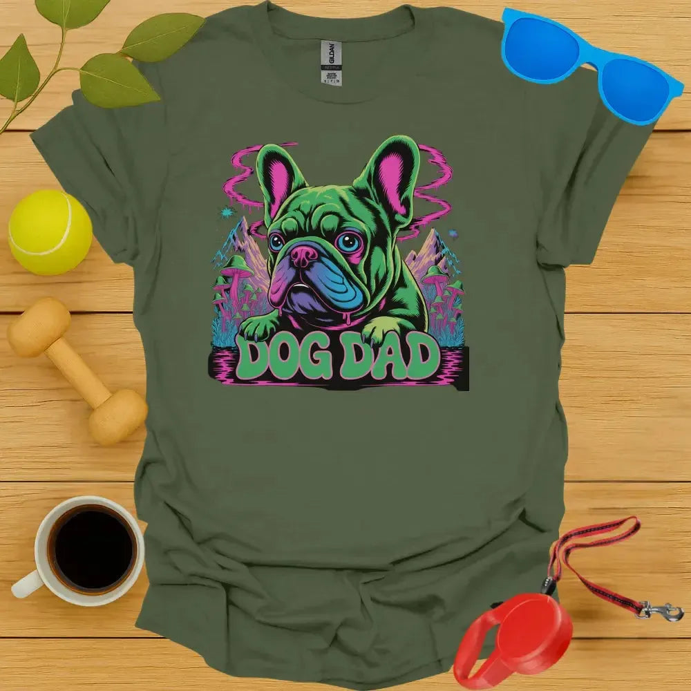 Psychedelic Frenchie Dog Dad Tee
