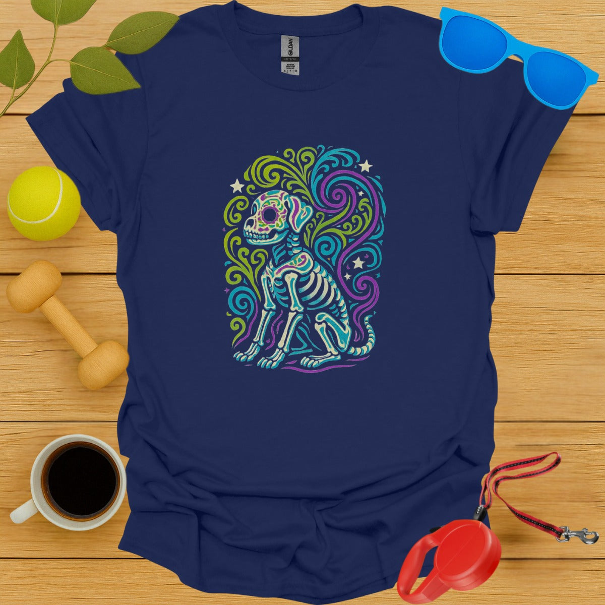 Colorful Artistic Skeleton Dog T-Shirt product type