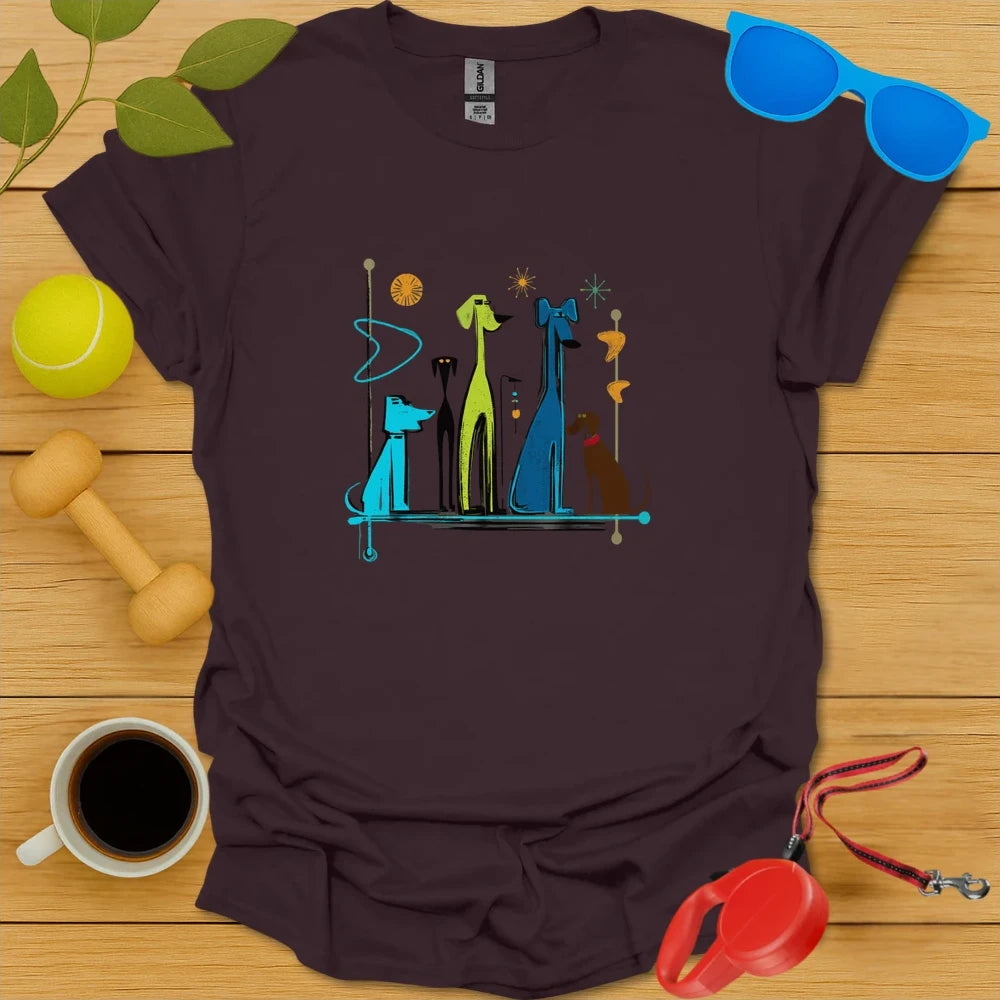 Retro Mid Century Modern Dogs Tee