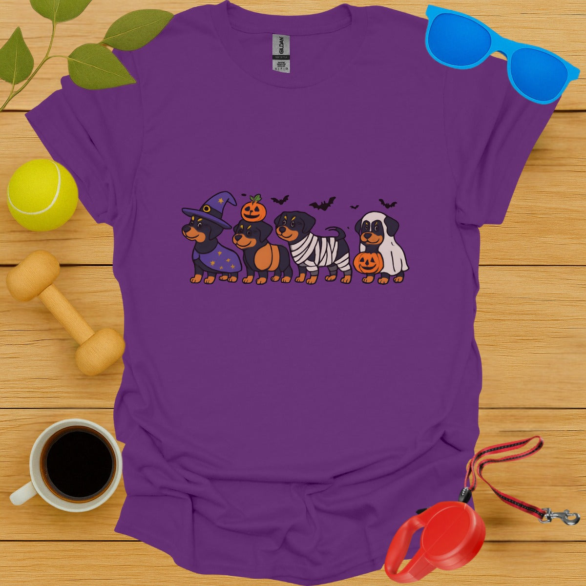 Cute Cartoon Halloween Dachshund Design Purple Shirt product type