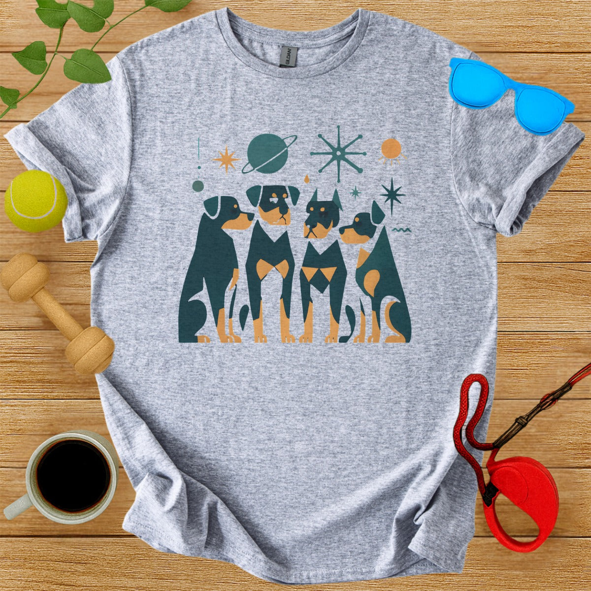 Playful Dogs Space Adventure Graphic T-Shirt
